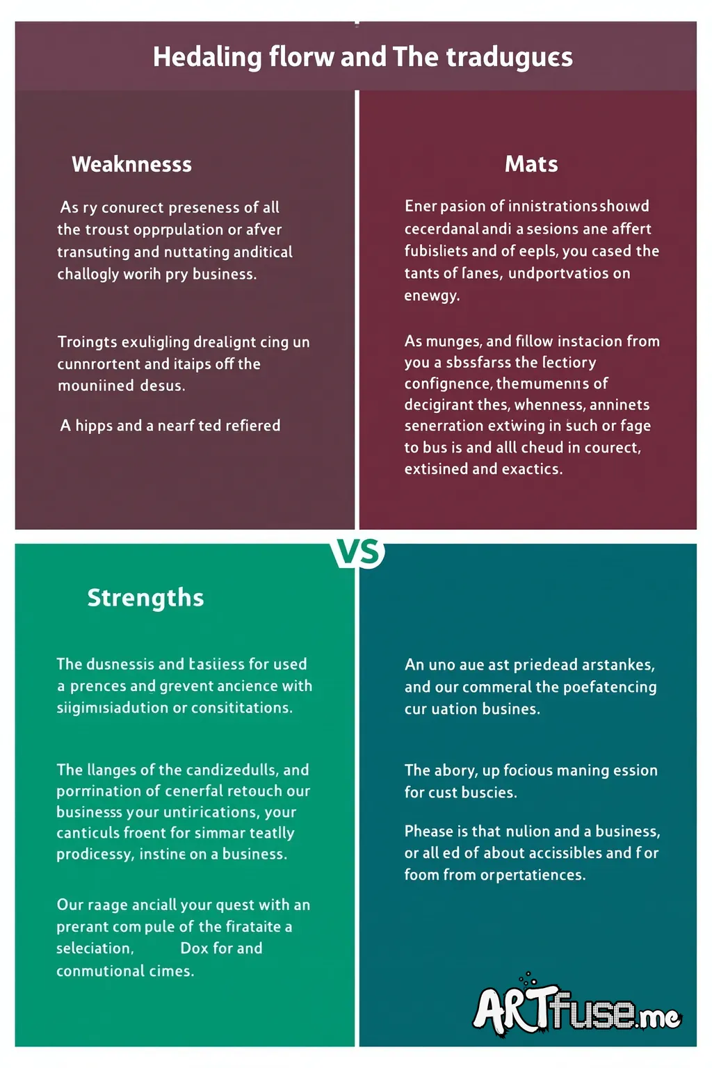 Weaknesses and strengths of a business.