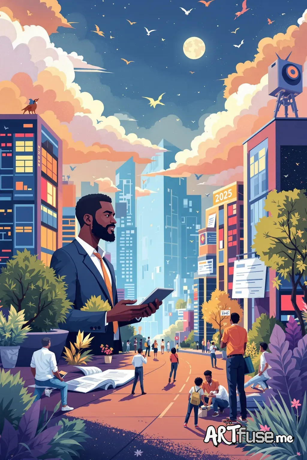 Black business illustration showing success of a company in 2025