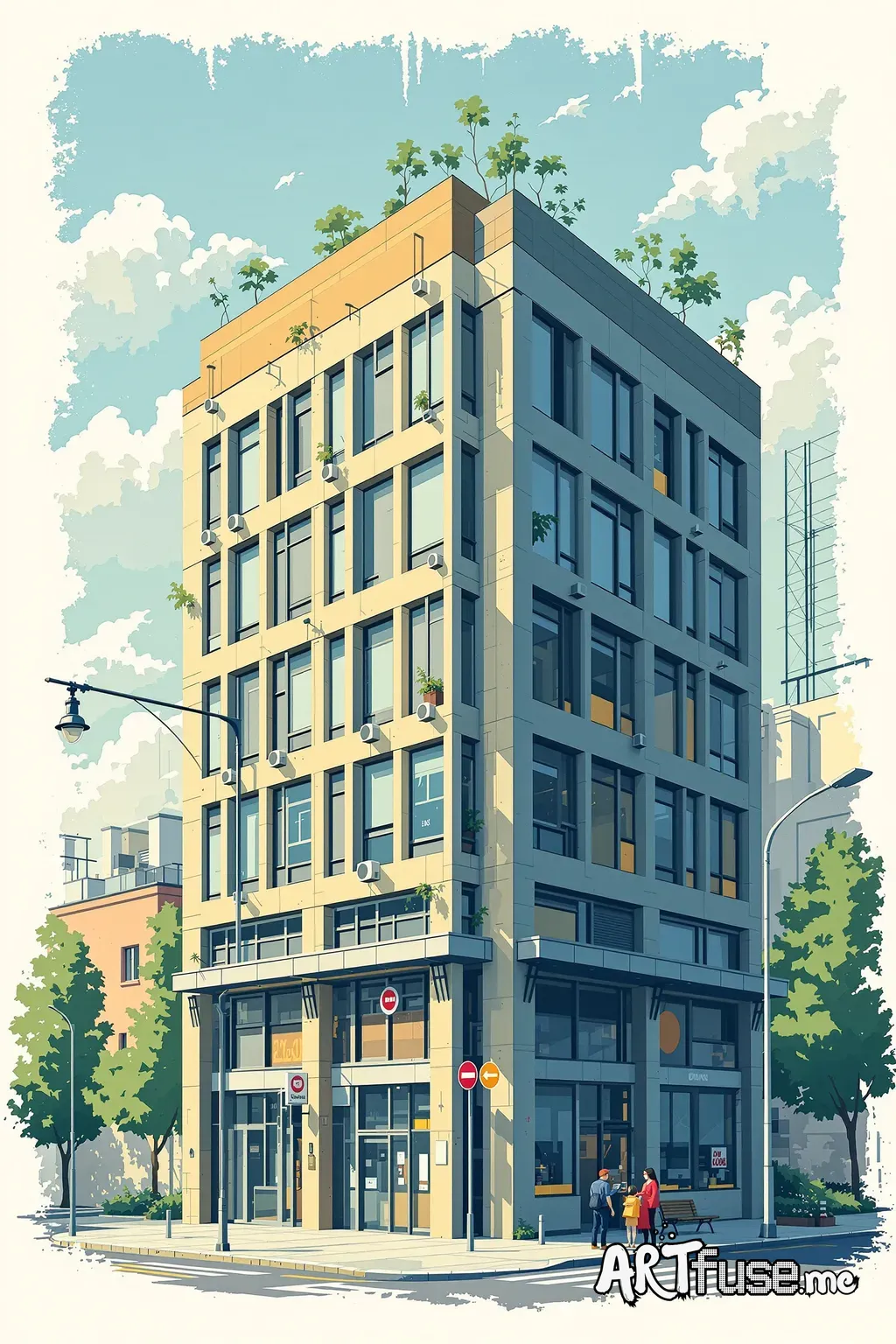 Business validation art..show a building illustration, success